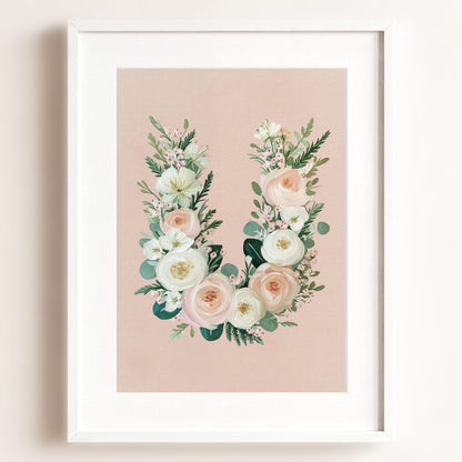 Heirloom Floral Alphabet Prints — Framed