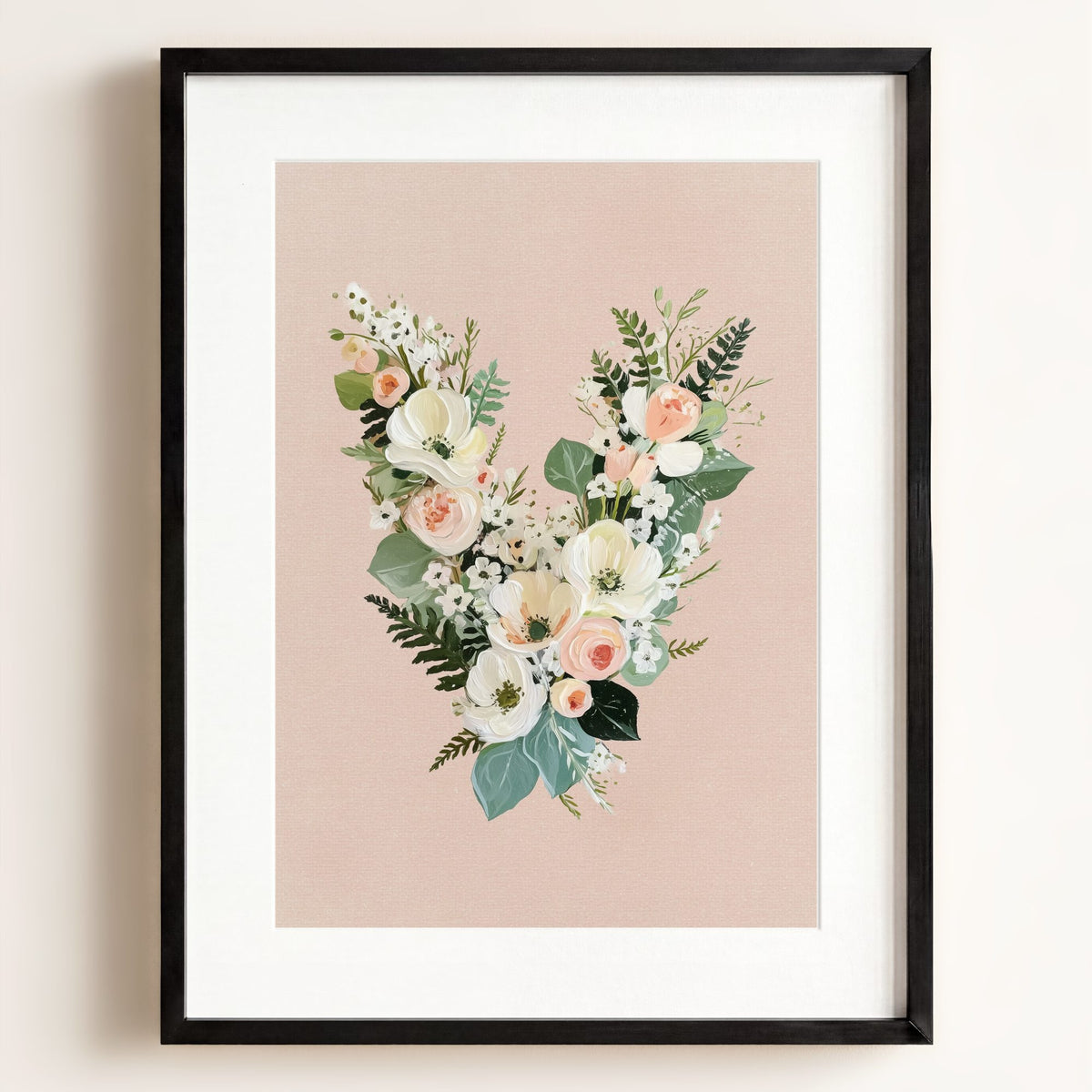 Heirloom Floral Alphabet Prints — Framed