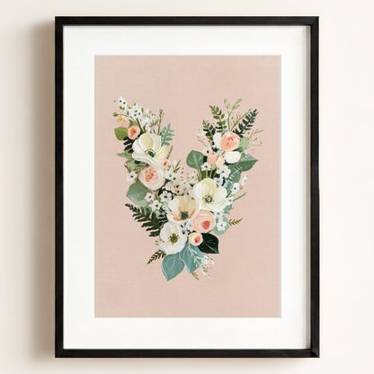 Heirloom Floral Alphabet Prints — Framed