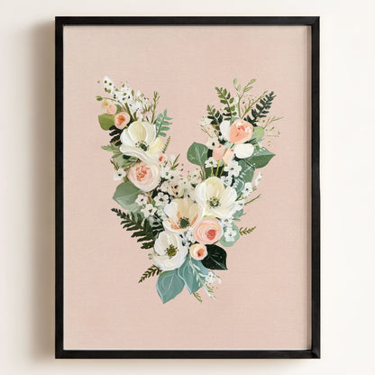 Heirloom Floral Alphabet Prints — Framed