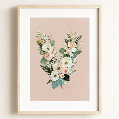 Heirloom Floral Alphabet Prints — Framed
