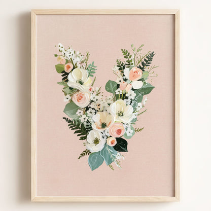 Heirloom Floral Alphabet Prints — Framed