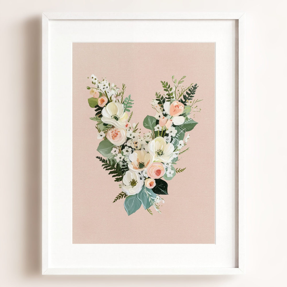 Heirloom Floral Alphabet Prints — Framed