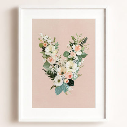 Heirloom Floral Alphabet Prints — Framed