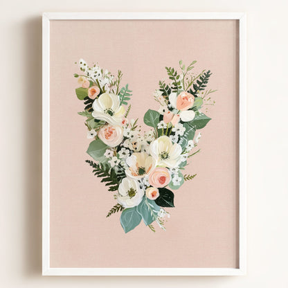 Heirloom Floral Alphabet Prints — Framed