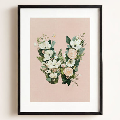 Heirloom Floral Alphabet Prints — Framed
