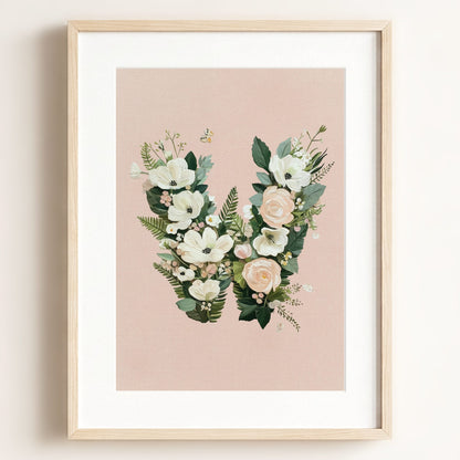 Heirloom Floral Alphabet Prints — Framed