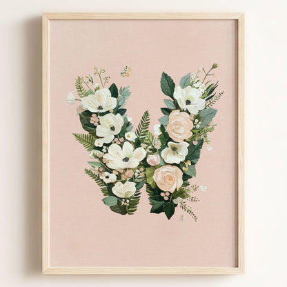 Heirloom Floral Alphabet Prints — Framed