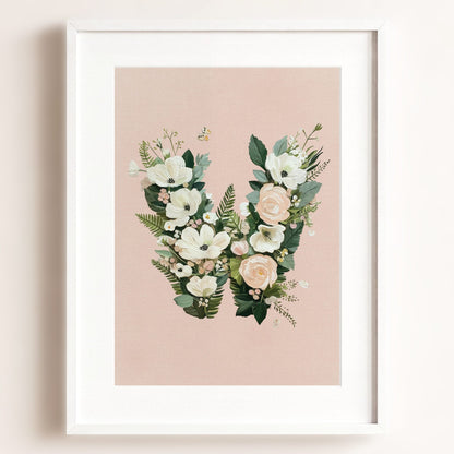 Heirloom Floral Alphabet Prints — Framed
