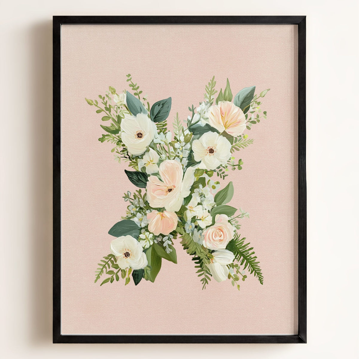 Heirloom Floral Alphabet Prints — Framed