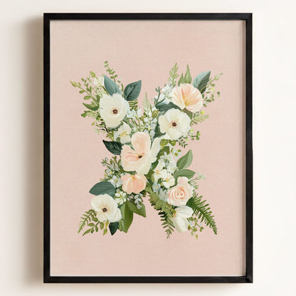 Heirloom Floral Alphabet Prints — Framed