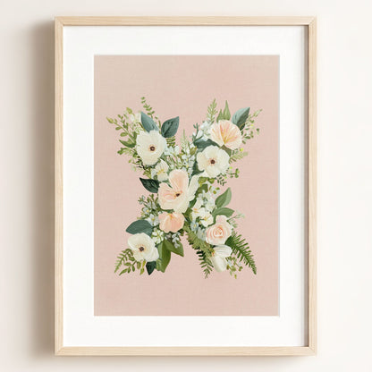 Heirloom Floral Alphabet Prints — Framed