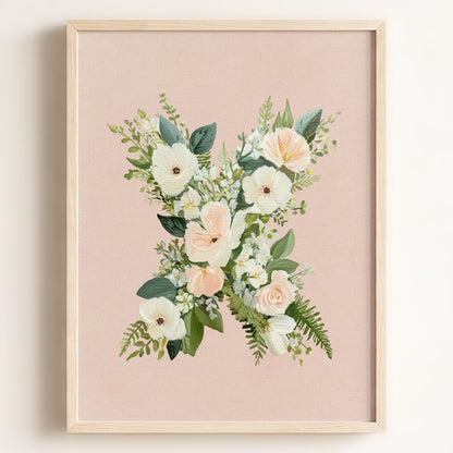 Heirloom Floral Alphabet Prints — Framed