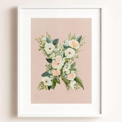 Heirloom Floral Alphabet Prints — Framed