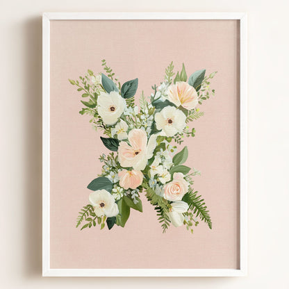 Heirloom Floral Alphabet Prints — Framed