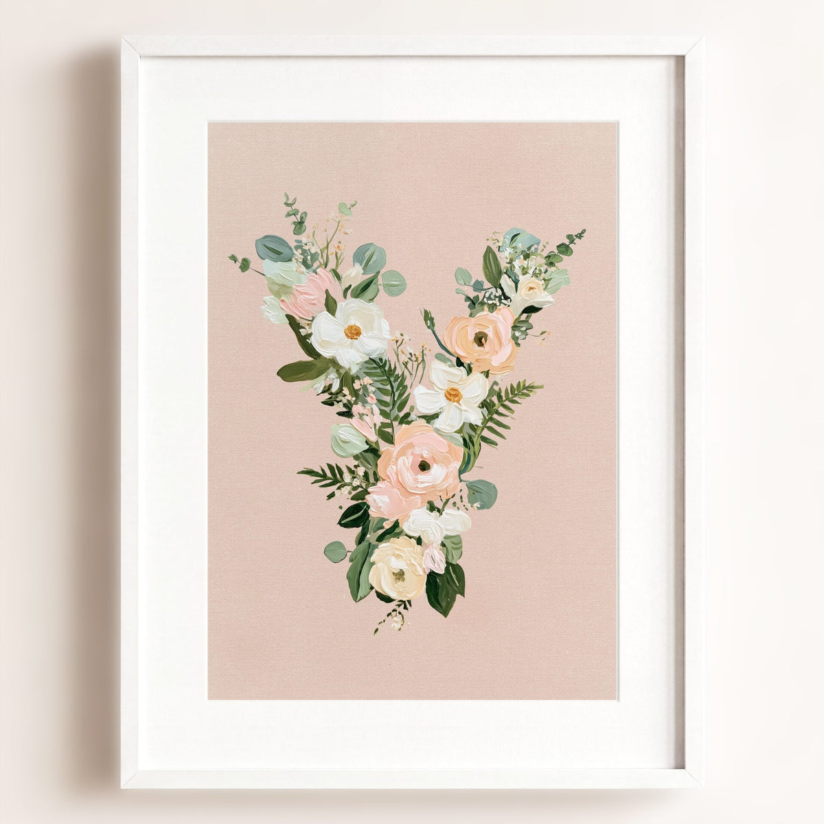 Heirloom Floral Alphabet Prints — Framed
