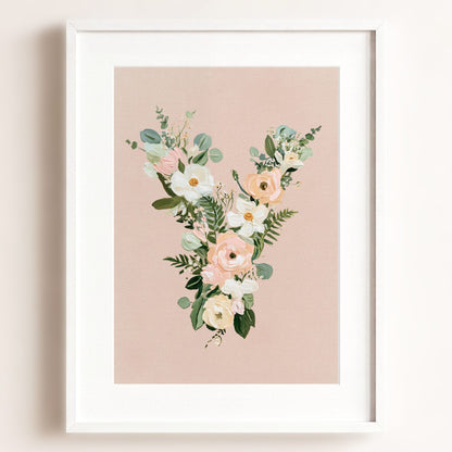 Heirloom Floral Alphabet Prints — Framed