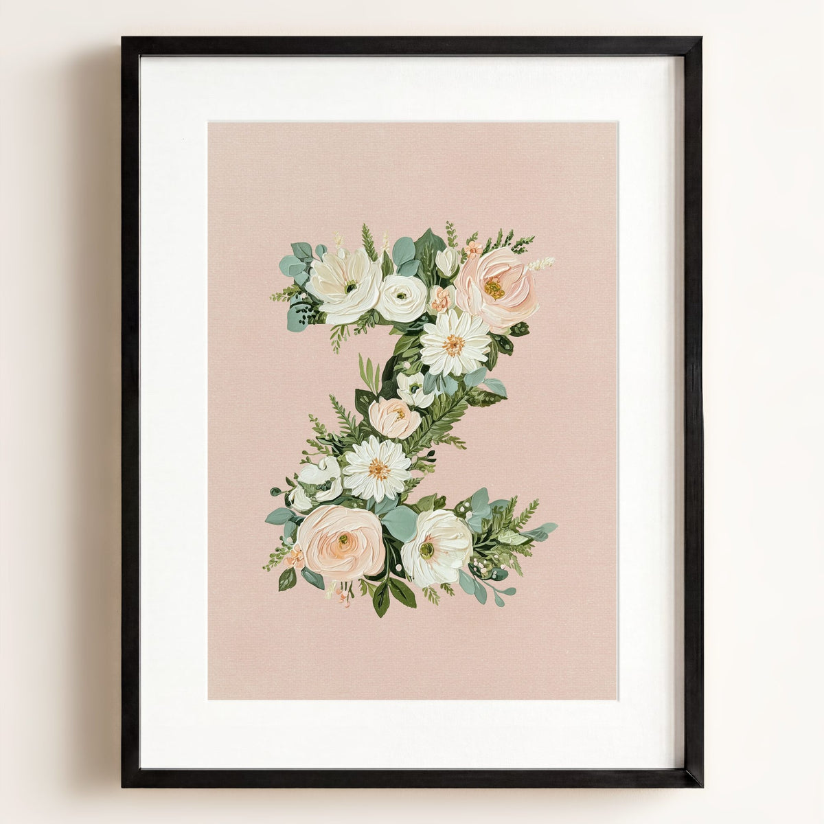 Heirloom Floral Alphabet Prints — Framed