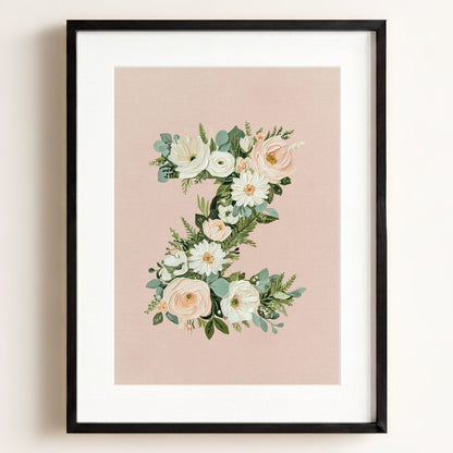Heirloom Floral Alphabet Prints — Framed