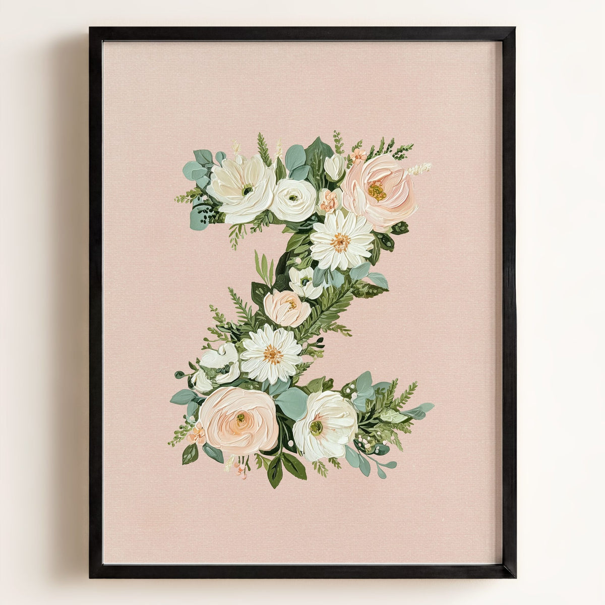 Heirloom Floral Alphabet Prints — Framed