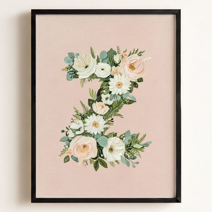 Heirloom Floral Alphabet Prints — Framed