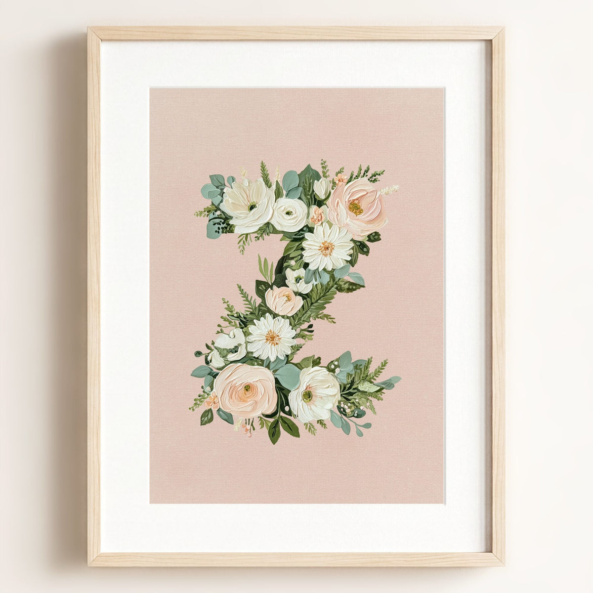 Heirloom Floral Alphabet Prints — Framed