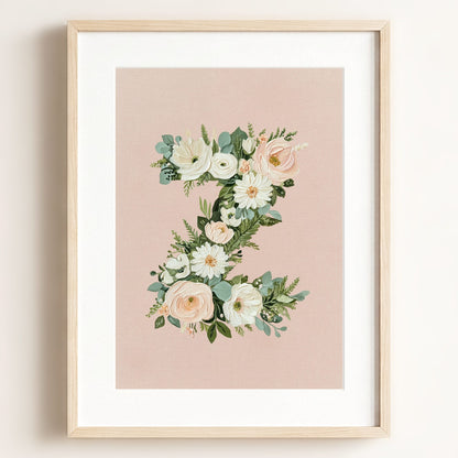 Heirloom Floral Alphabet Prints — Framed