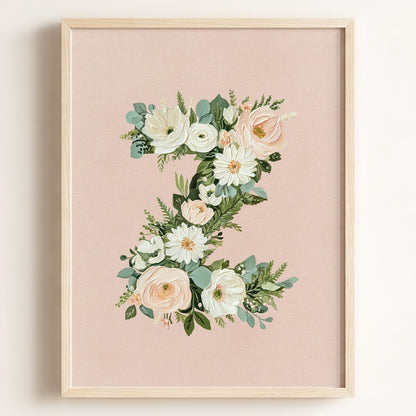 Heirloom Floral Alphabet Prints — Framed