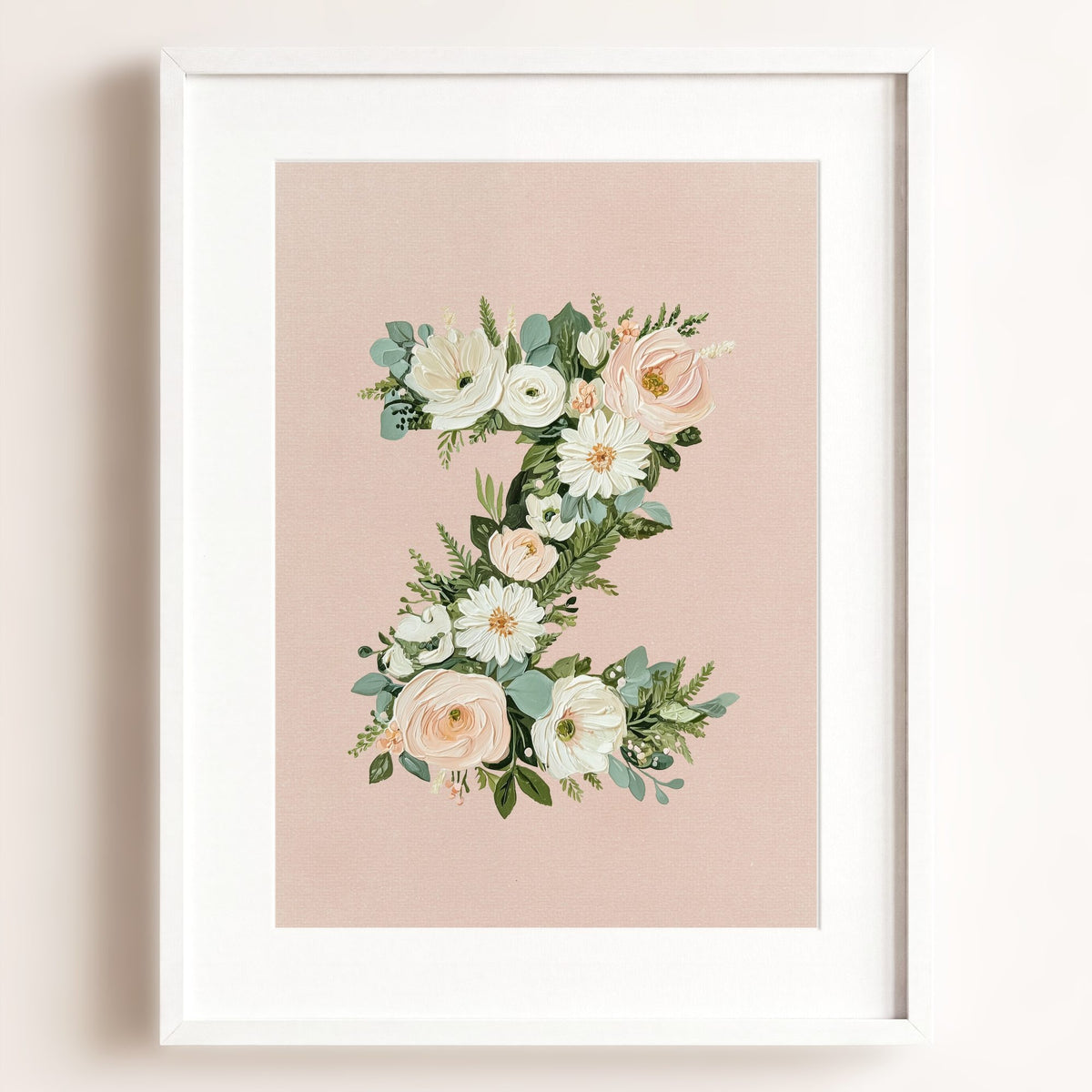 Heirloom Floral Alphabet Prints — Framed