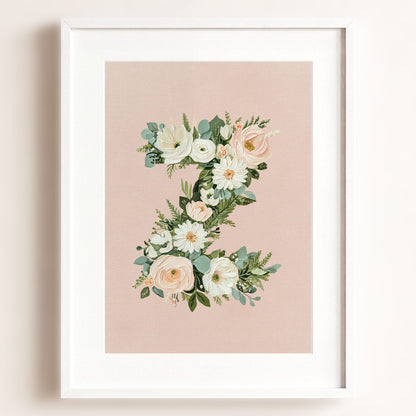Heirloom Floral Alphabet Prints — Framed