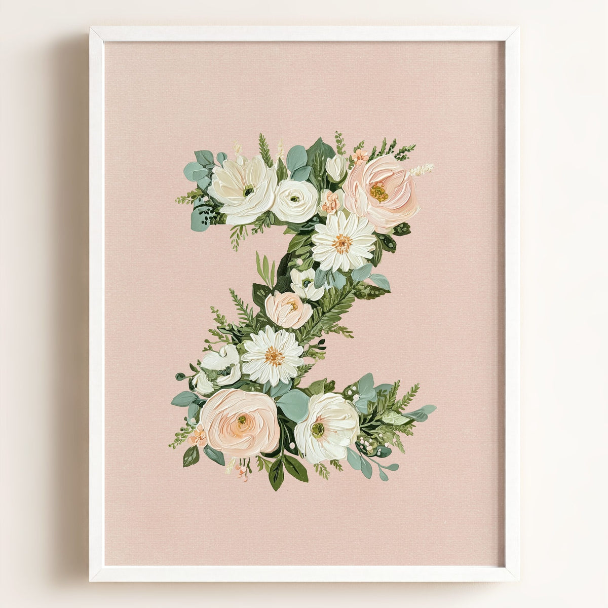 Heirloom Floral Alphabet Prints — Framed