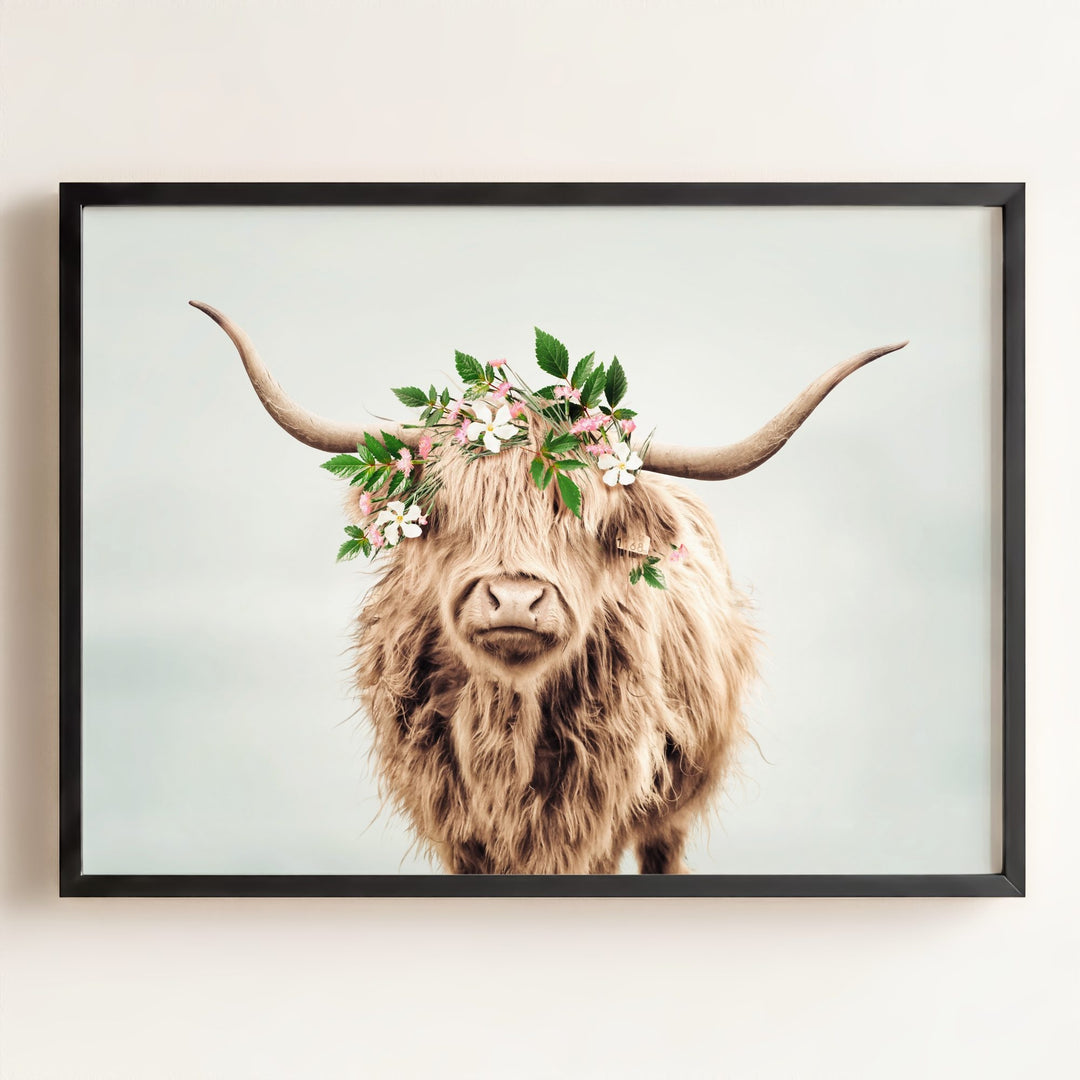 Highland Cow with Flower Crown
