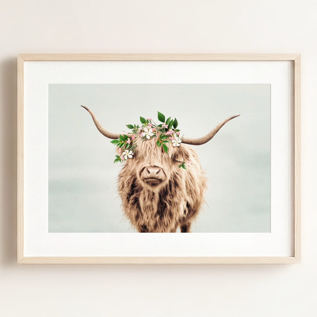Highland Cow with Flower Crown