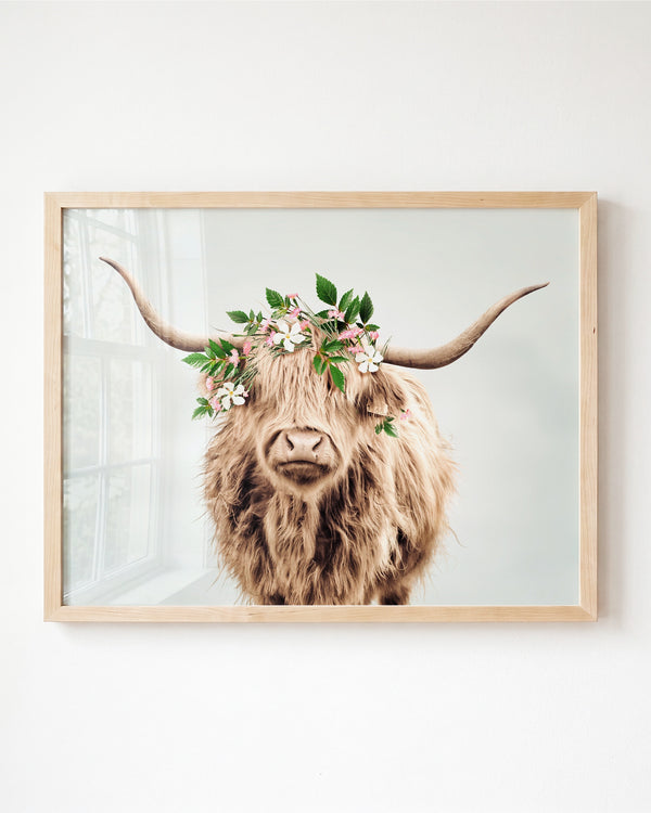 Highland Cow with Flower Crown