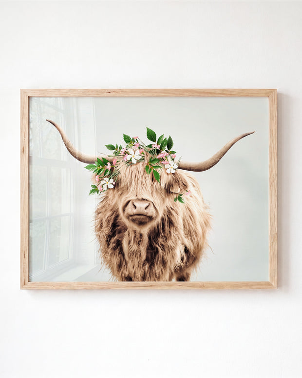 Highland Cow with Flower Crown