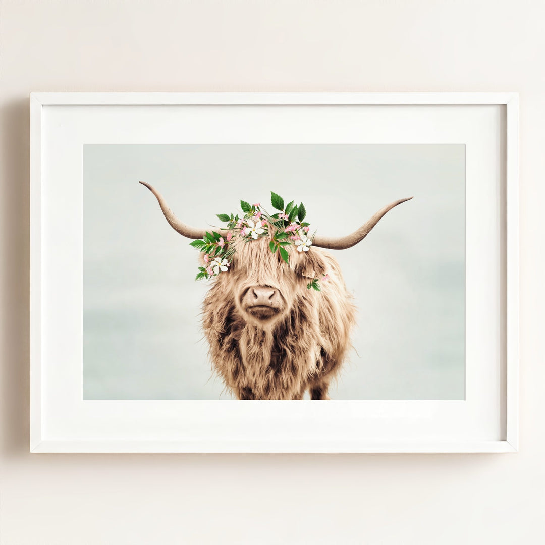Highland Cow with Flower Crown