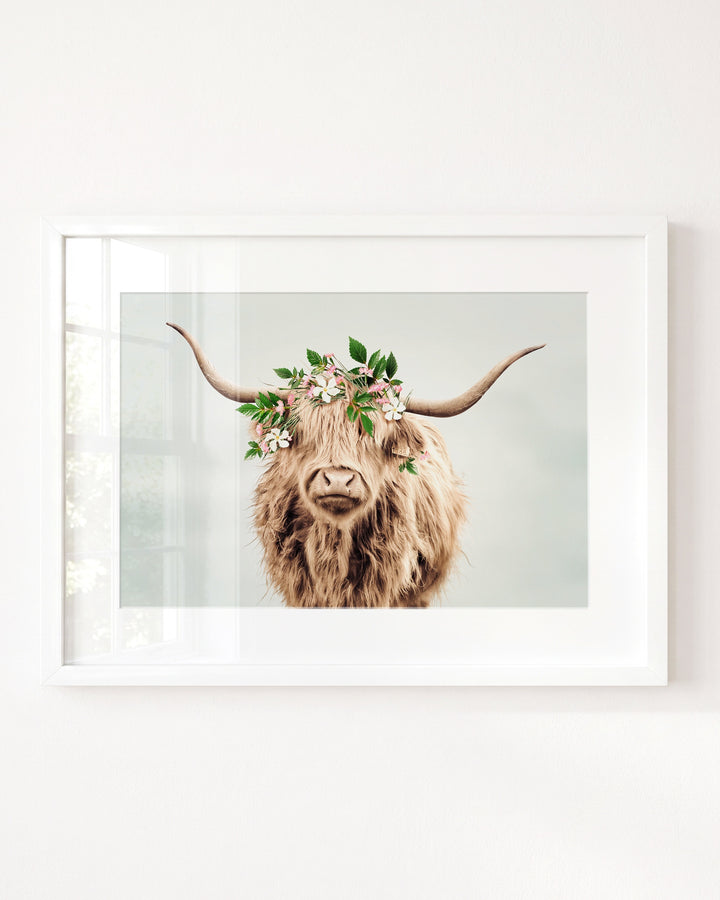 Highland Cow with Flower Crown