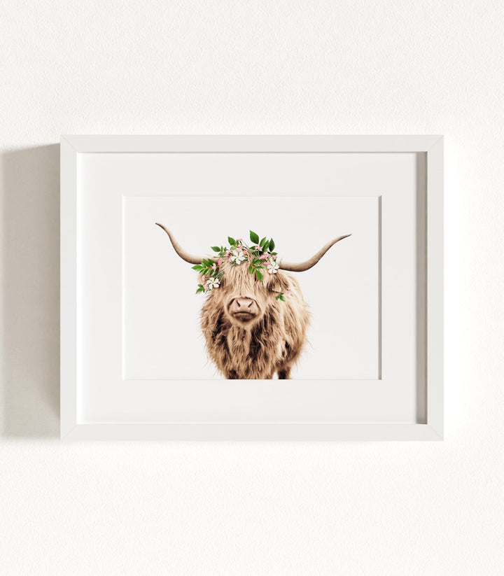 Highland Cow with Flower Crown