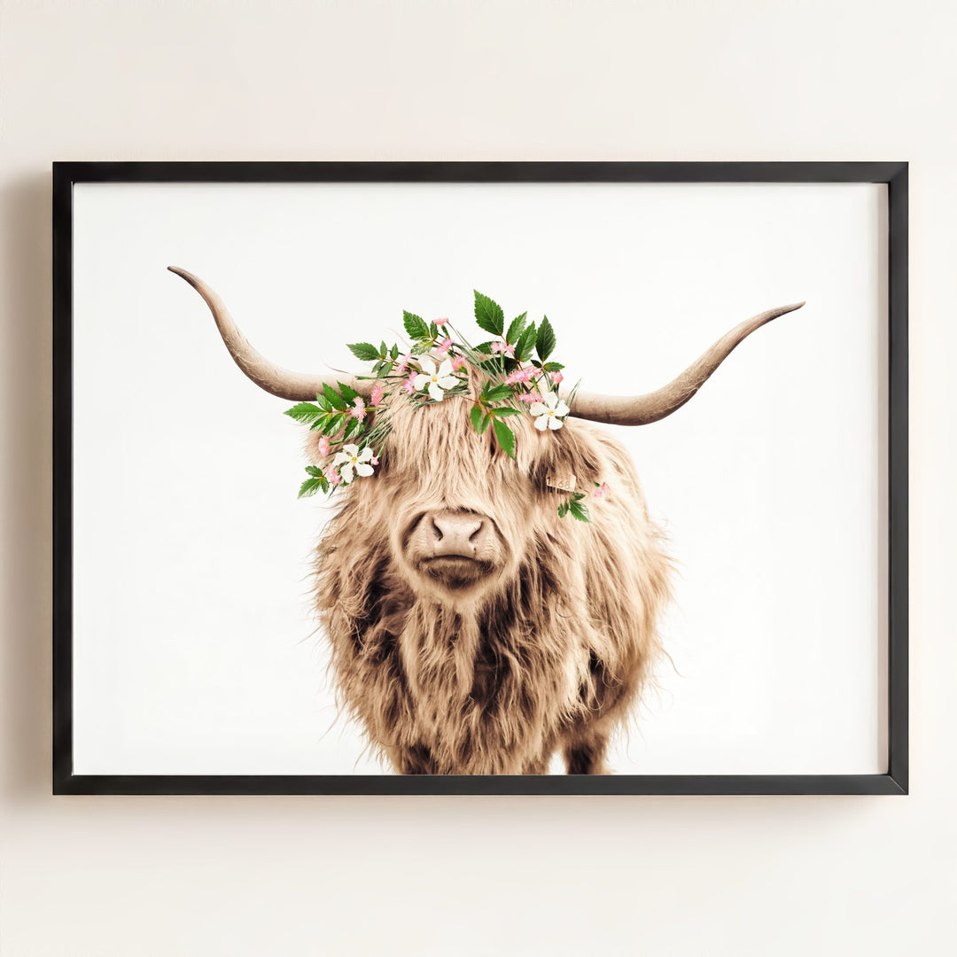 Highland Cow with Flower Crown