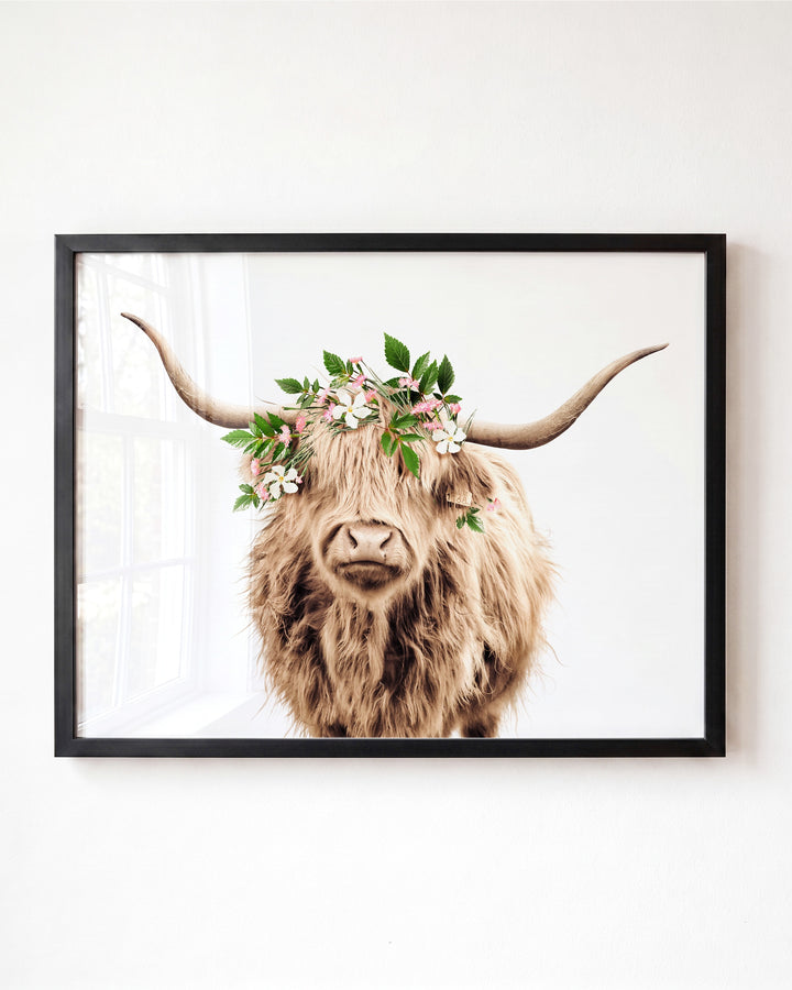 Highland Cow with Flower Crown