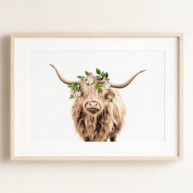 Highland Cow with Flower Crown