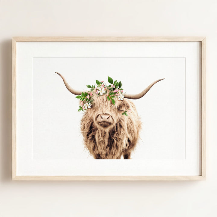Highland Cow with Flower Crown