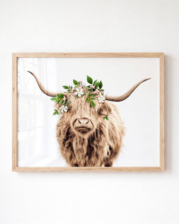 Highland Cow with Flower Crown