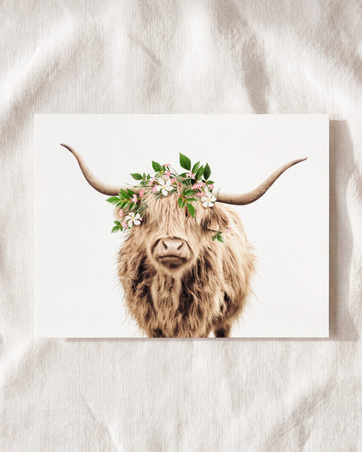 Highland Cow with Flower Crown