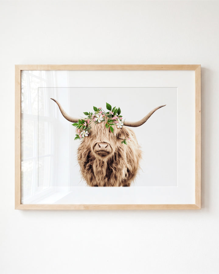 Highland Cow with Flower Crown