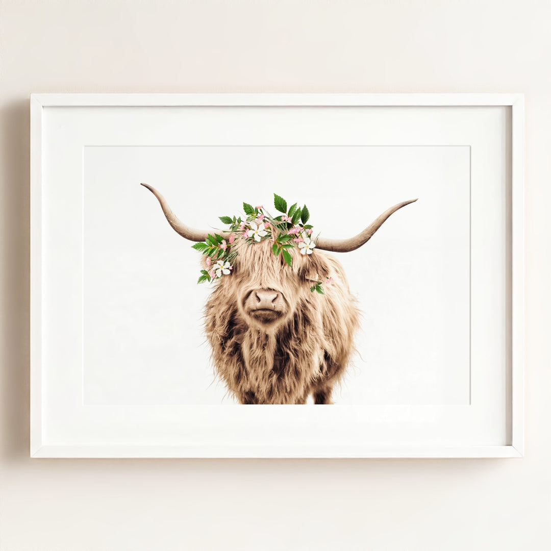 Highland Cow with Flower Crown