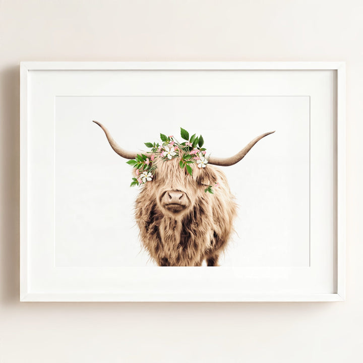 Highland Cow with Flower Crown