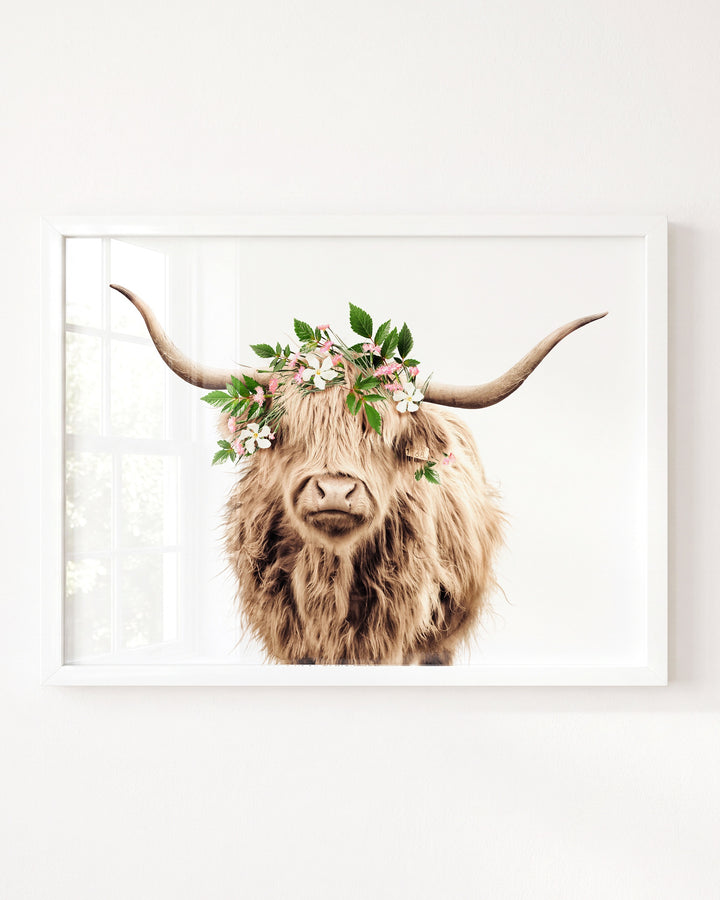 Highland Cow with Flower Crown