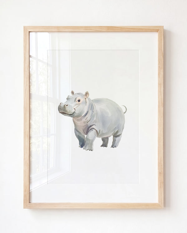 Keepsake Kingdom Watercolor Hippo Art Print