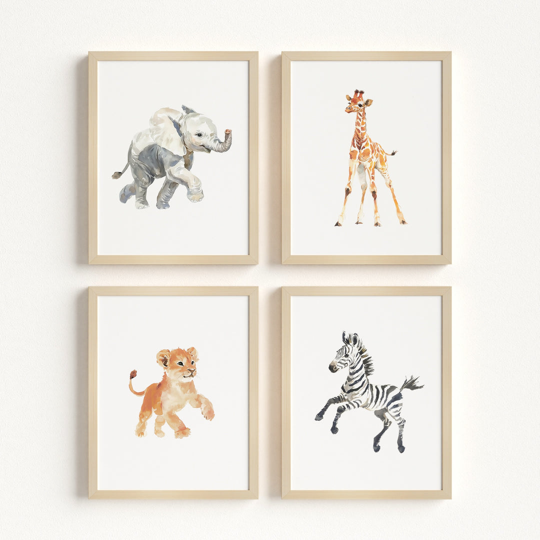 Keepsake Kingdom Watercolor Safari Animals Set of 4